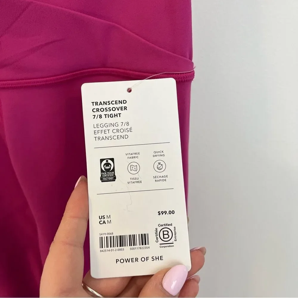 Athleta Transcend Crossover 7/8 Leggings NEW with tags Size Medium Pink